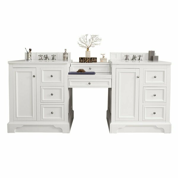 James Martin Vanities De Soto 82in Double Vanity Set, Bright White w/ 3 CM Arctic Fall Solid Surface Top 825-V82-BW-DU-AF